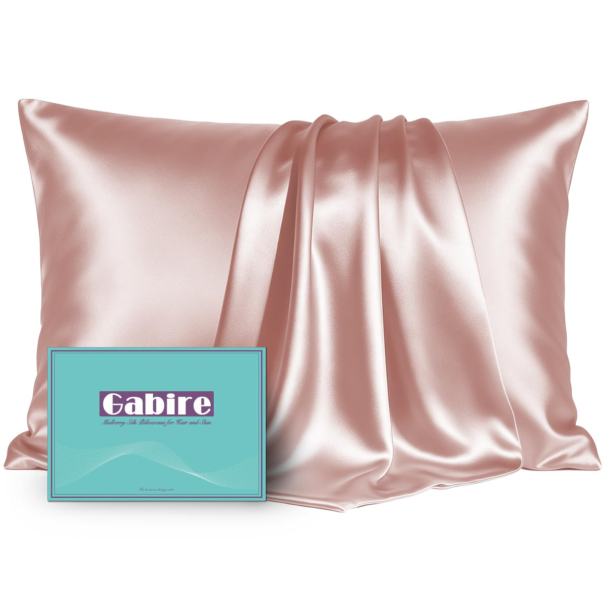 Gabire Mulberry Silk Pillowcases Set of 2, Both Sides Real Silk Pillowcase for Hair and Skin Prevent Acne Pillowcase Organic Silk Pillow case 2 Pack with Hidden Zipper, Navy Blue, Standard (20"×26")