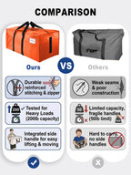 HOMESURE Supports 200lbs Heavy Duty Moving Bags - Strong Zipper & Wrap-Around Handles - Water-Resistant Storage Totes, Durable Alternative to Moving Boxes - 4 Pack - Semi-Transparent