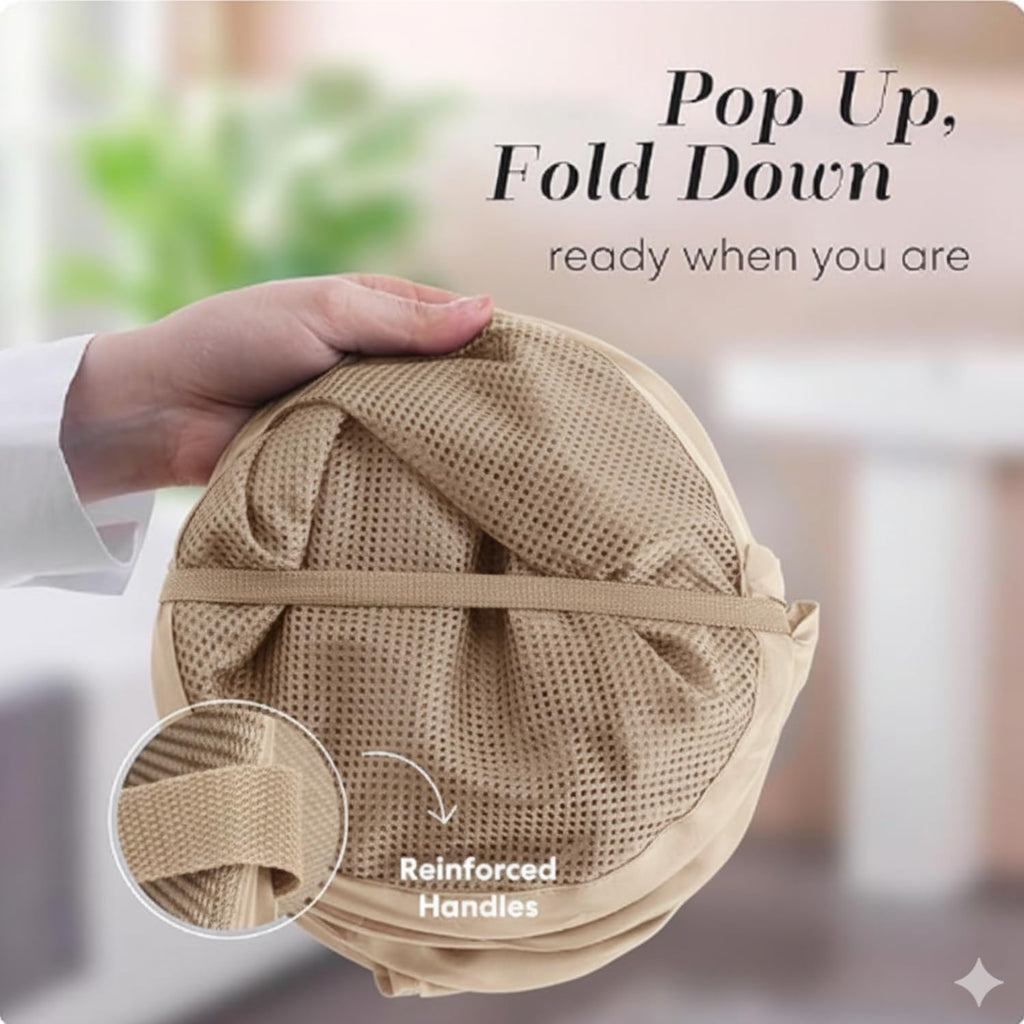 Handy Laundry Collapsible Mesh Pop-Up Hamper with Side Pocket