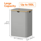 Lifewit 105L Large Laundry Basket with Lid, Removable Bags, Beige