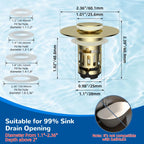 Hibbent Upgraded 3 in 1 Bathroom Sink Drain Strainer, Pop Up Stopper
