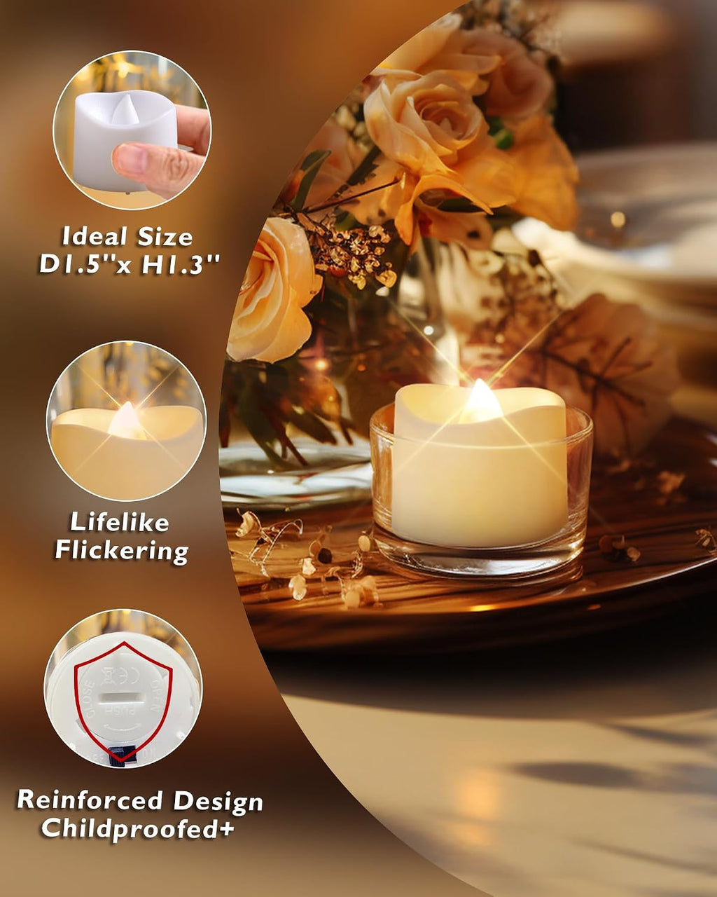 Homemory 12-Pack Battery Tea Lights with Timer Built in, Auto-On 6H Daily