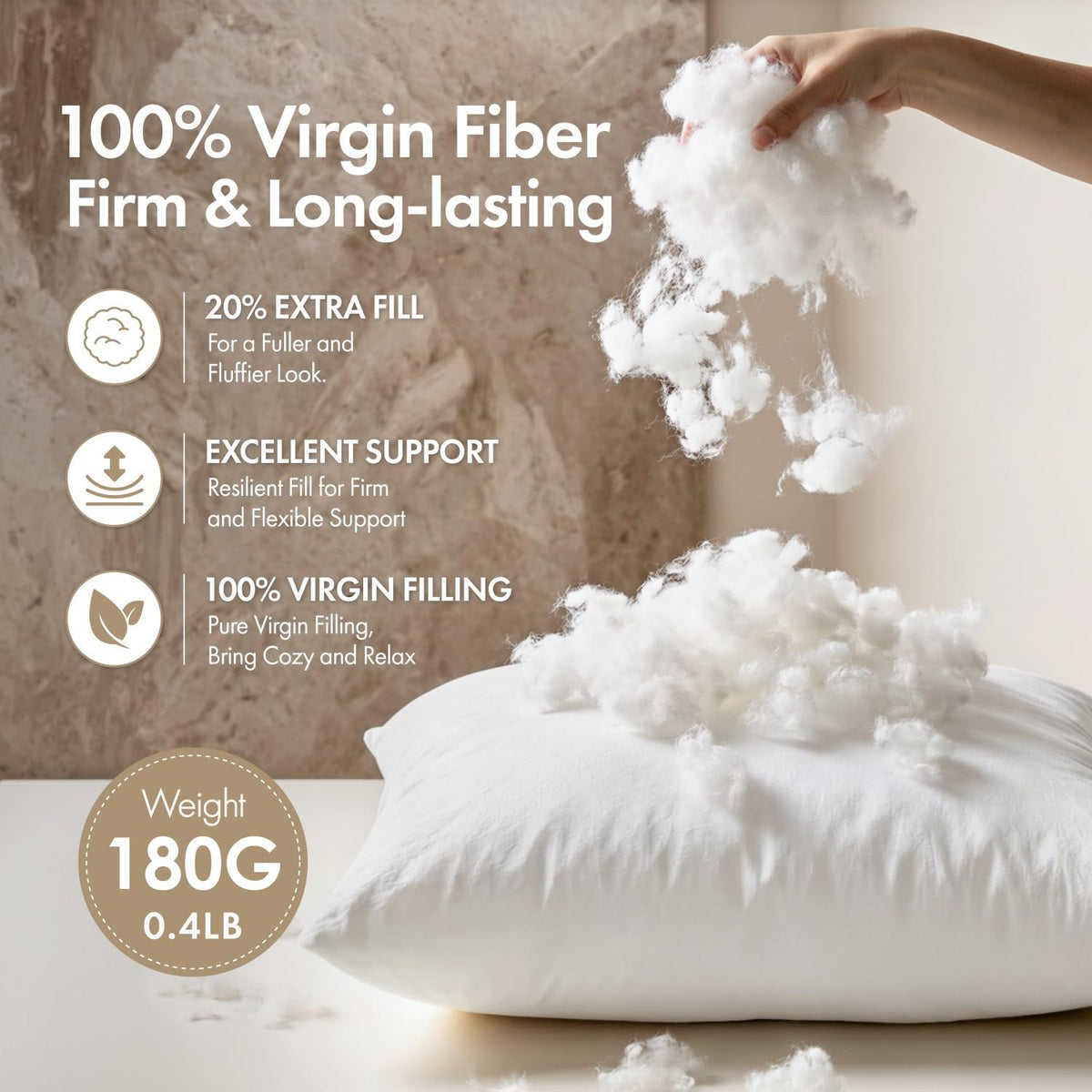 MIULEE 14x14 Pillow Inserts 4 Pack, 100% Virgin Fiber Filling Throw Pillows