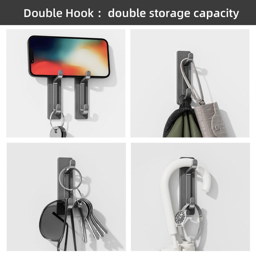 pickpiff 13LB Strong Stick-on Hooks for Coat & Towel, Black 4 Pack