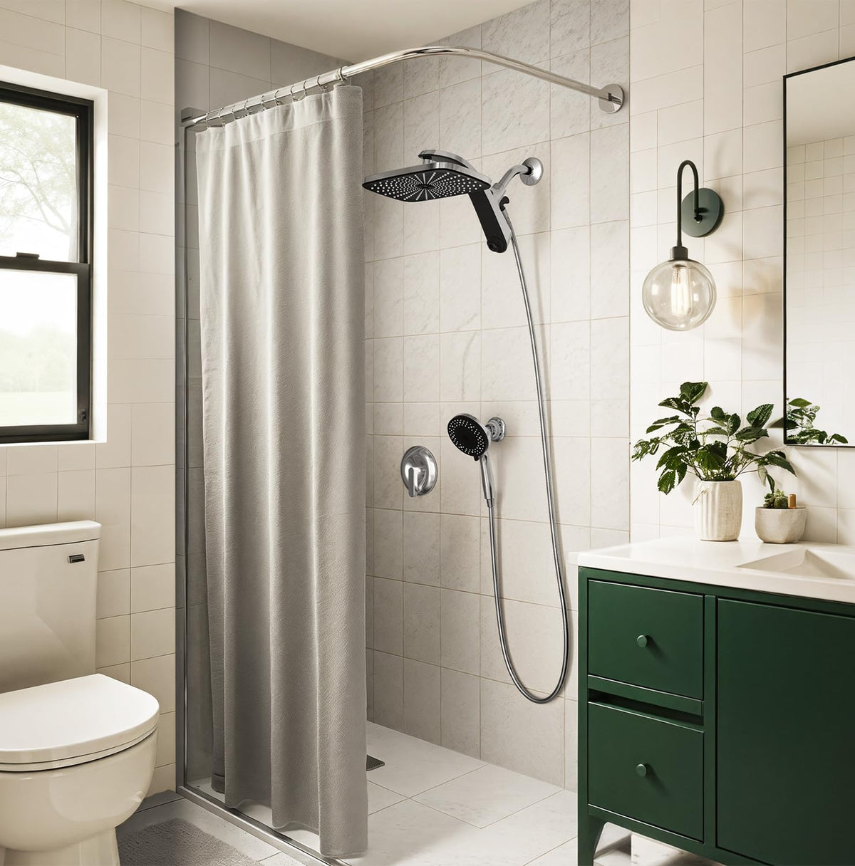 Rain Shower Head with Handheld Showerhead, Chrome 1.8GPM 460311