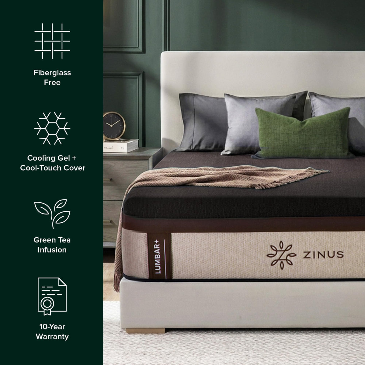 Zinus 14 Inch King Lumbar+ Premium Memory Foam Mattress, Medium