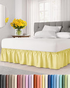 CGK Wrap Around Dust Ruffle Bed Skirt - Full Size, 14" Inch, Light Grey