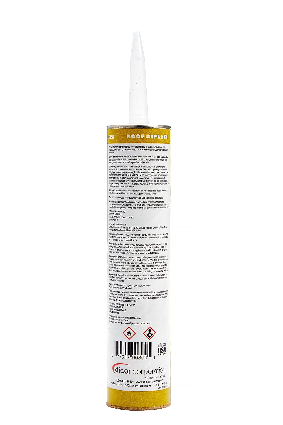Dicor 501LSW-1 Self-Leveling Lap Sealant, White, 10.3 Oz, RV Roofing