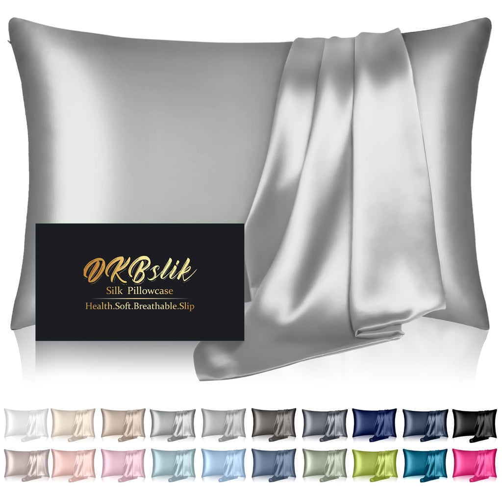 DKBslik Mulberry Silk Pillow Cases Queen Size with Zipper, Olive Green