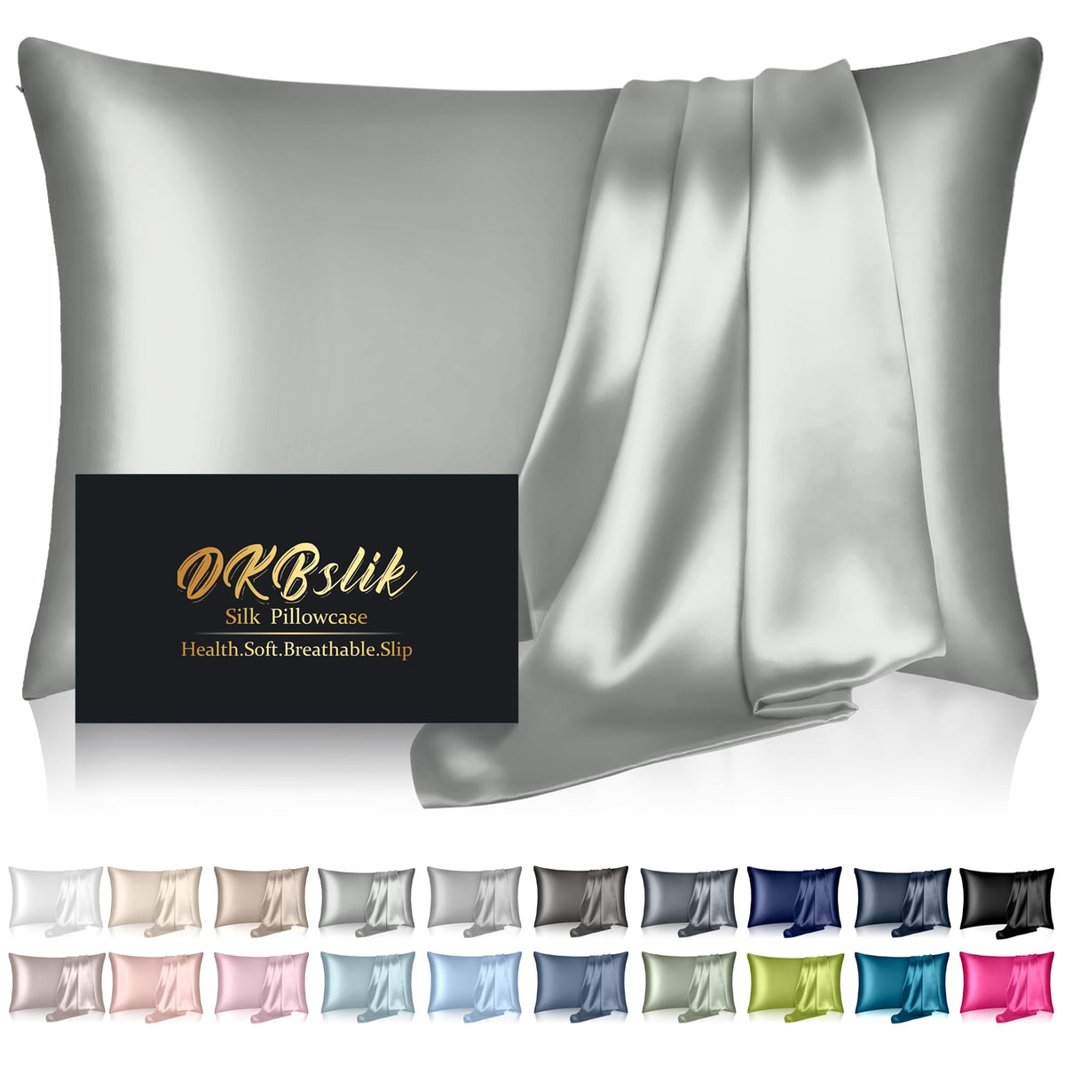 DKBslik Mulberry Silk Pillow Cases Queen Size with Zipper, Olive Green