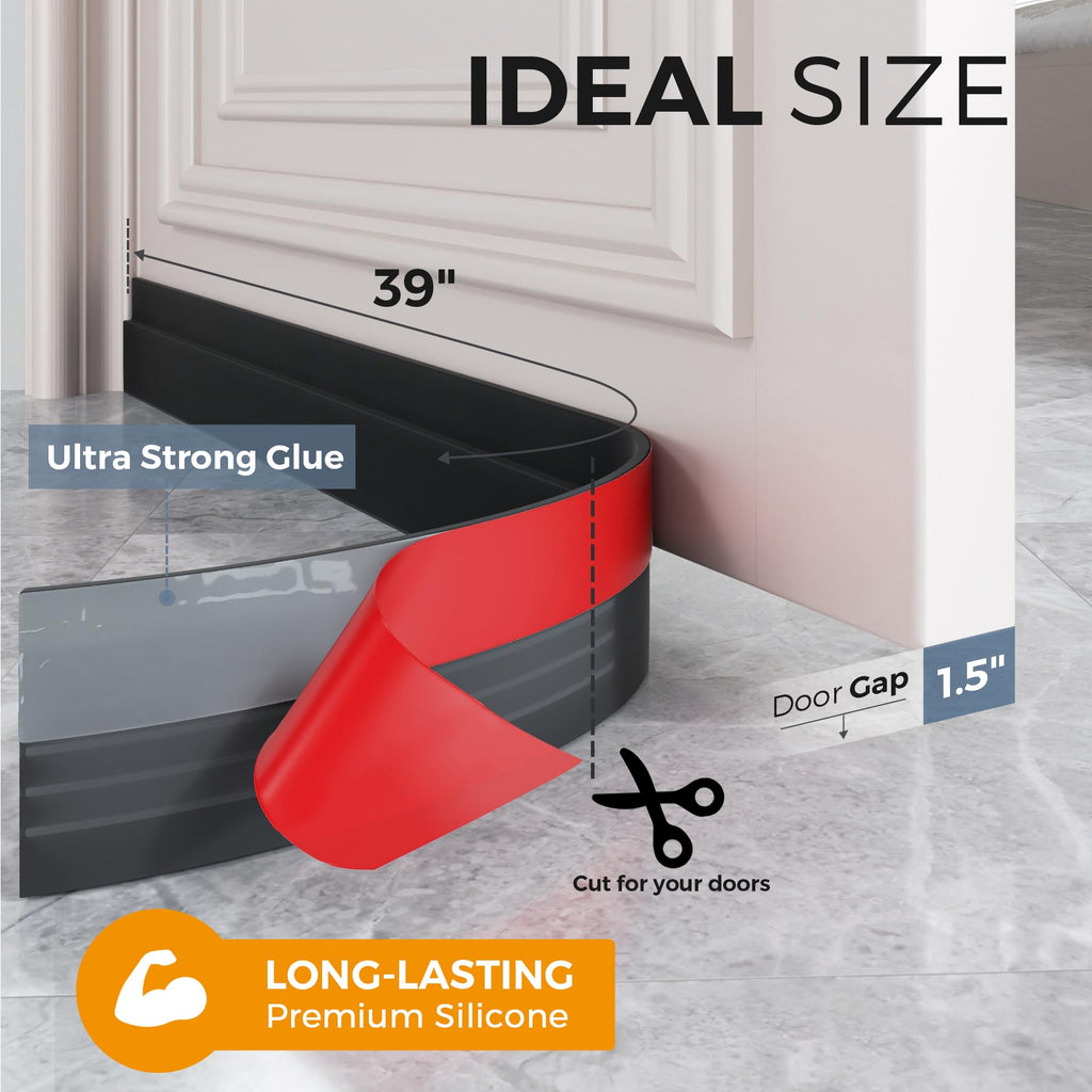 Grotheory 2 Pack Door Draft Stopper, Door Sweep, Weather Stripping Seal