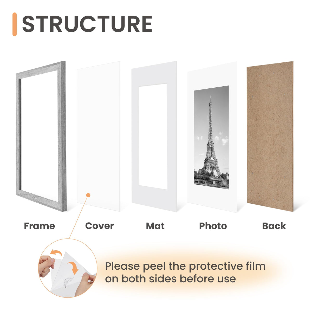 upsimples 8x10 Picture Frames, Gallery Wall Frames Set of 5, Black