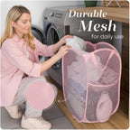 Handy Laundry Collapsible Mesh Pop-Up Hamper with Side Pocket