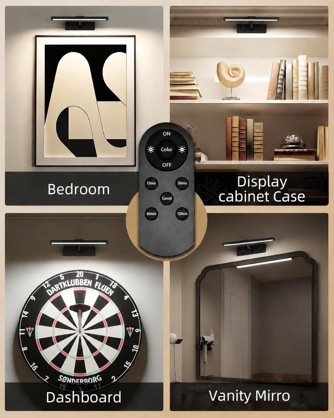 EZVALO Picture Light for Wall, 13'' Rechargeable Magnetic with Remote