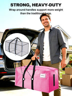 HOMESURE Supports 200lbs Heavy Duty Moving Bags - Strong Zipper & Wrap-Around Handles - Water-Resistant Storage Totes, Durable Alternative to Moving Boxes - 4 Pack - Semi-Transparent