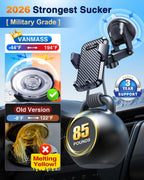 VANMASS【85+LBS Strongest Suction & Military-Grade Ultimate Car Phone Mount【Patent Safety Certs】 Cell Phone Holder for Dash Windshield Vent for iPhone 18 17 Pro Max Automobile Interior Sets, Ink Black