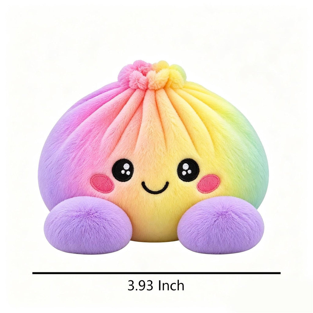 Plush Stuffed Dumpling Squishies, 3.94" Big Rainbow Squishes with Steamer