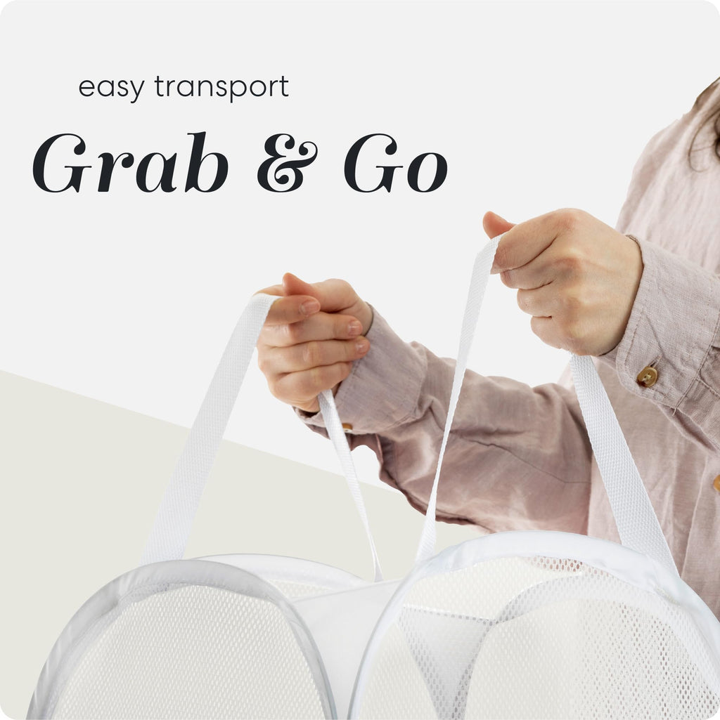 Handy Laundry Collapsible Mesh Pop-Up Hamper with Side Pocket