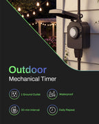 BN-LINK Outdoor 24-Hour Mechanical Timer Outlet, 2 Grounded Outlets