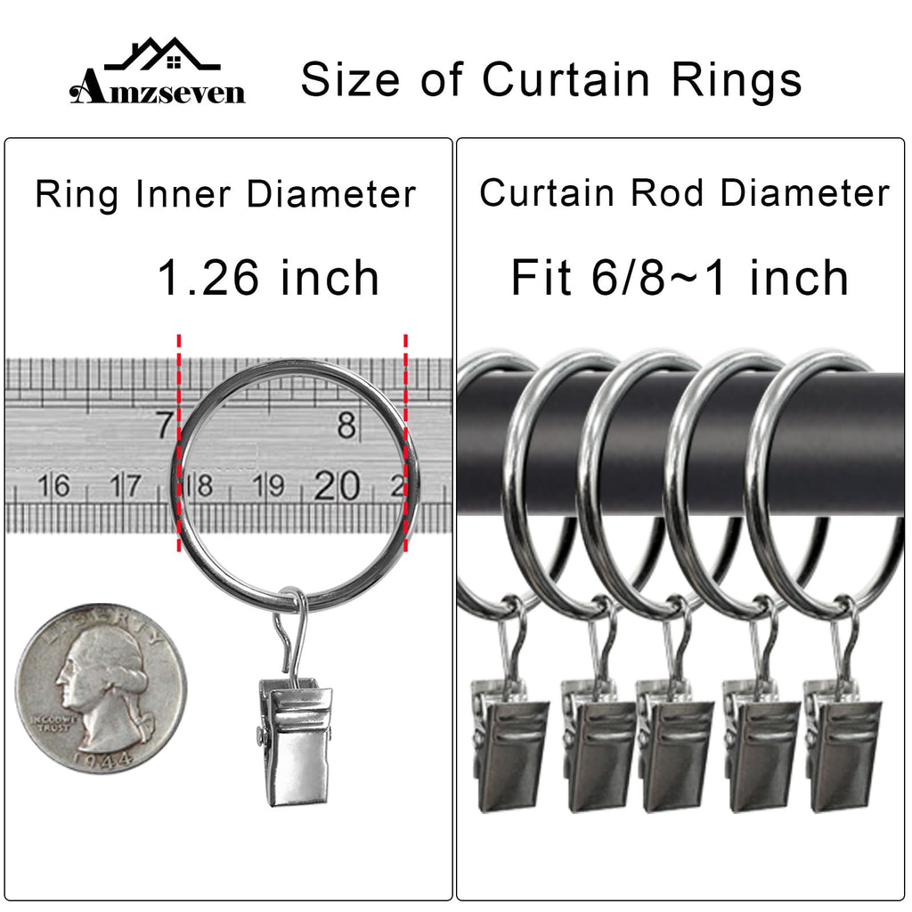 40 Pack Metal Curtain Rings with Clips, 1.5 in ID, Gold