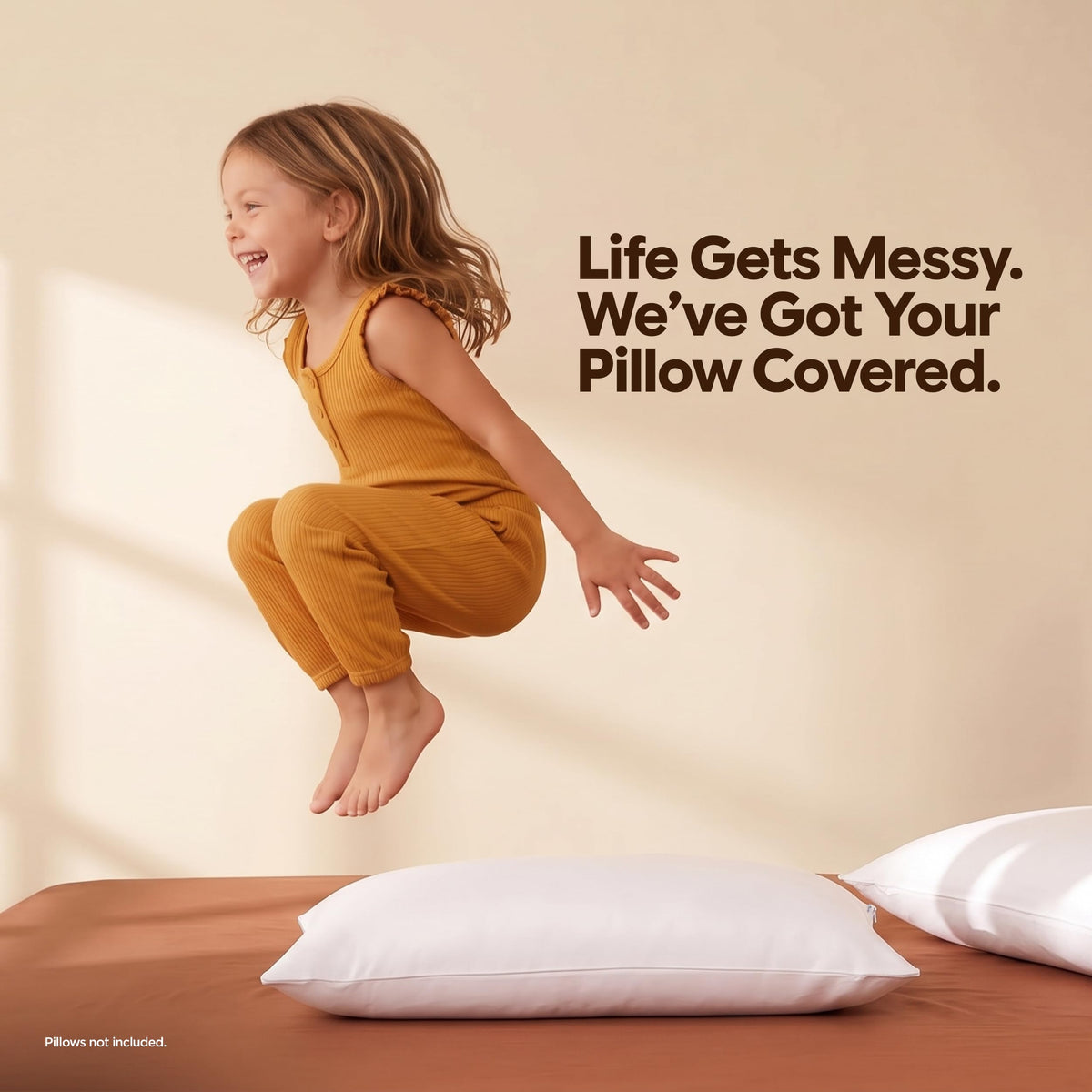 Set of 2 Pillow Protectors with Zipper Standard Size, Pillow Covers