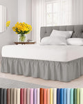 CGK Wrap Around Dust Ruffle Bed Skirt - Full Size, 14" Inch, Light Grey