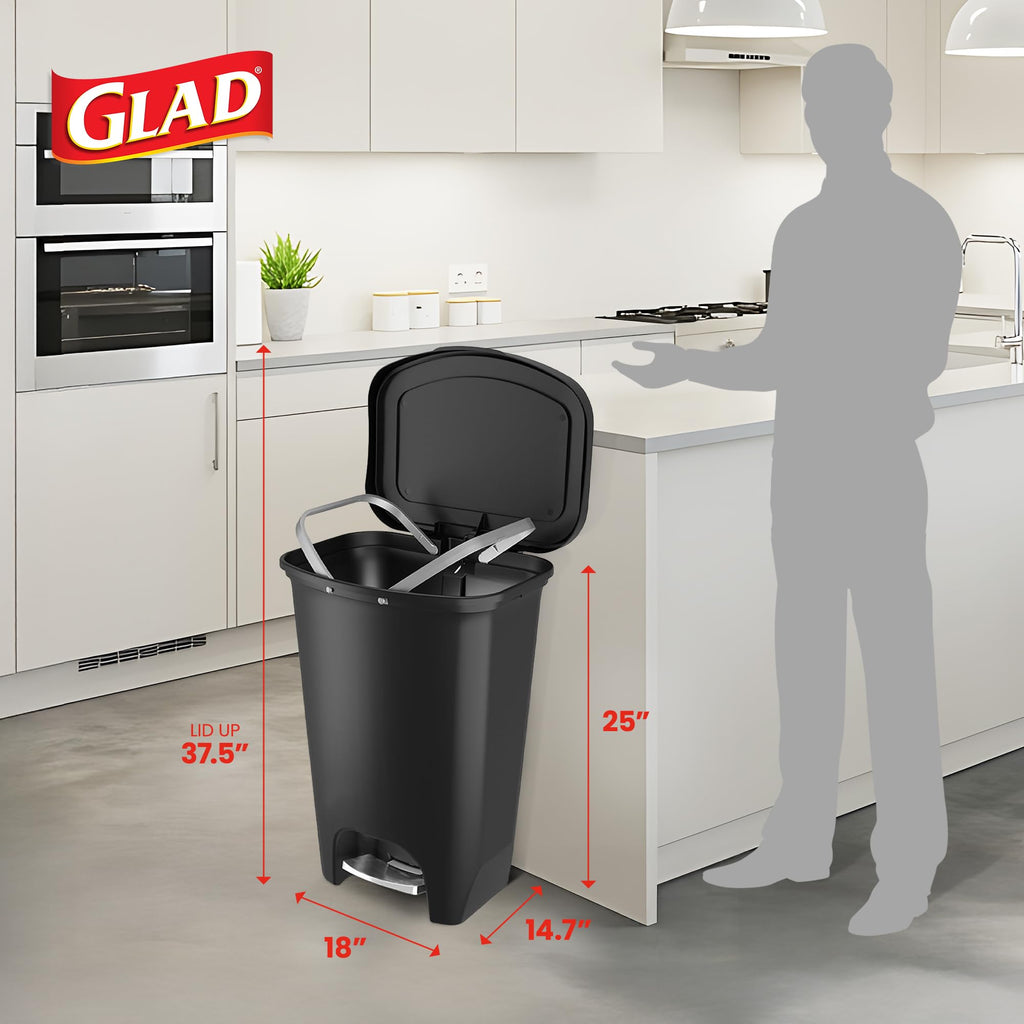 Glad Trash Can with Clorox Odor Protection | Plastic Bin, 13 Gal, Black