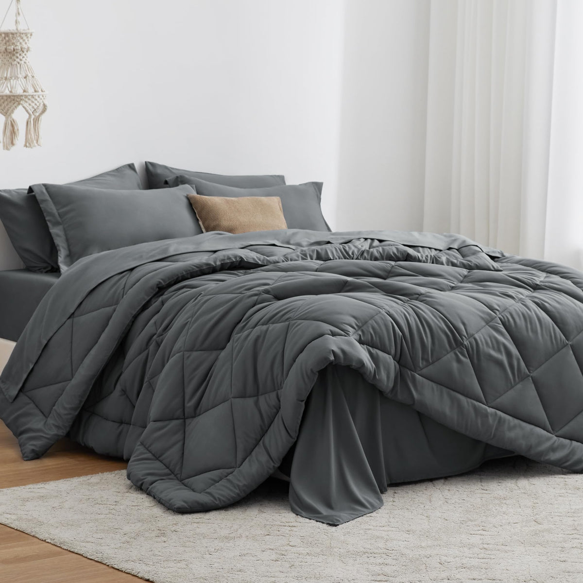 Love's cabin Twin Comforter Set, 5 Pieces Bed in a Bag, Aqua