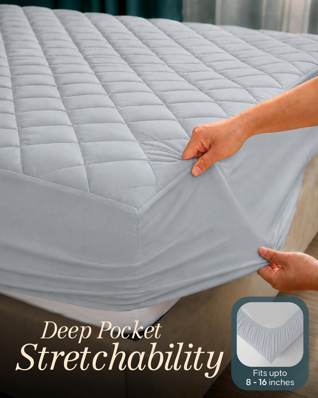 Twin Mattress Pad, Quilted Mattress Protector Topper fits 16" Deep Pocket