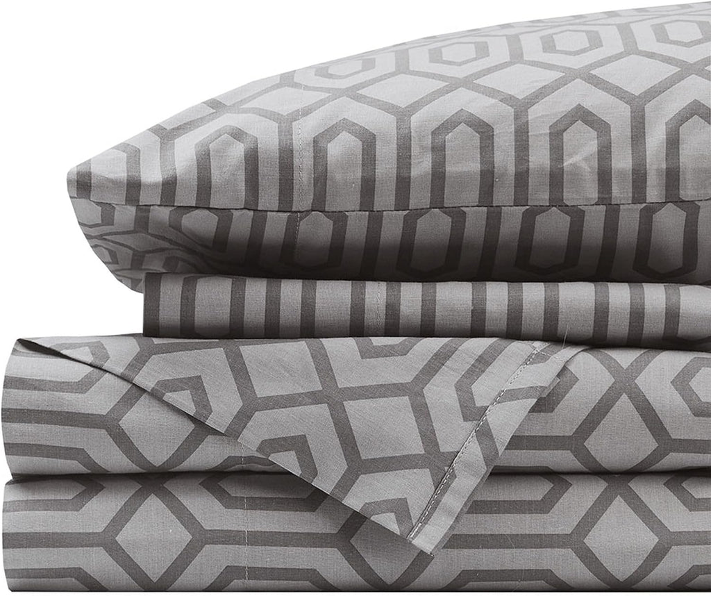 Comfort Spaces 100% Cotton Percale Sheets Twin XL Size 3 Pc, Diamond Sliver