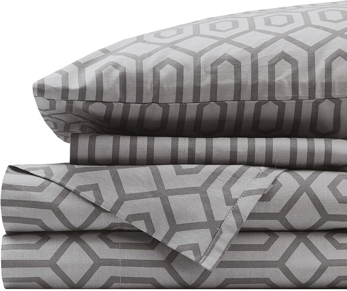 Comfort Spaces 100% Cotton Percale Sheets Twin XL Size 3 Pc, Diamond Sliver