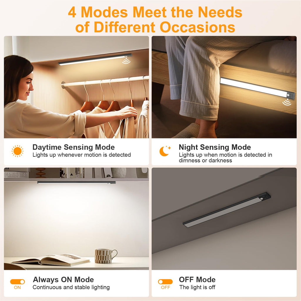 Gritin 10.2inch Under Cabinet Lighting Rechargeable 2 Pack