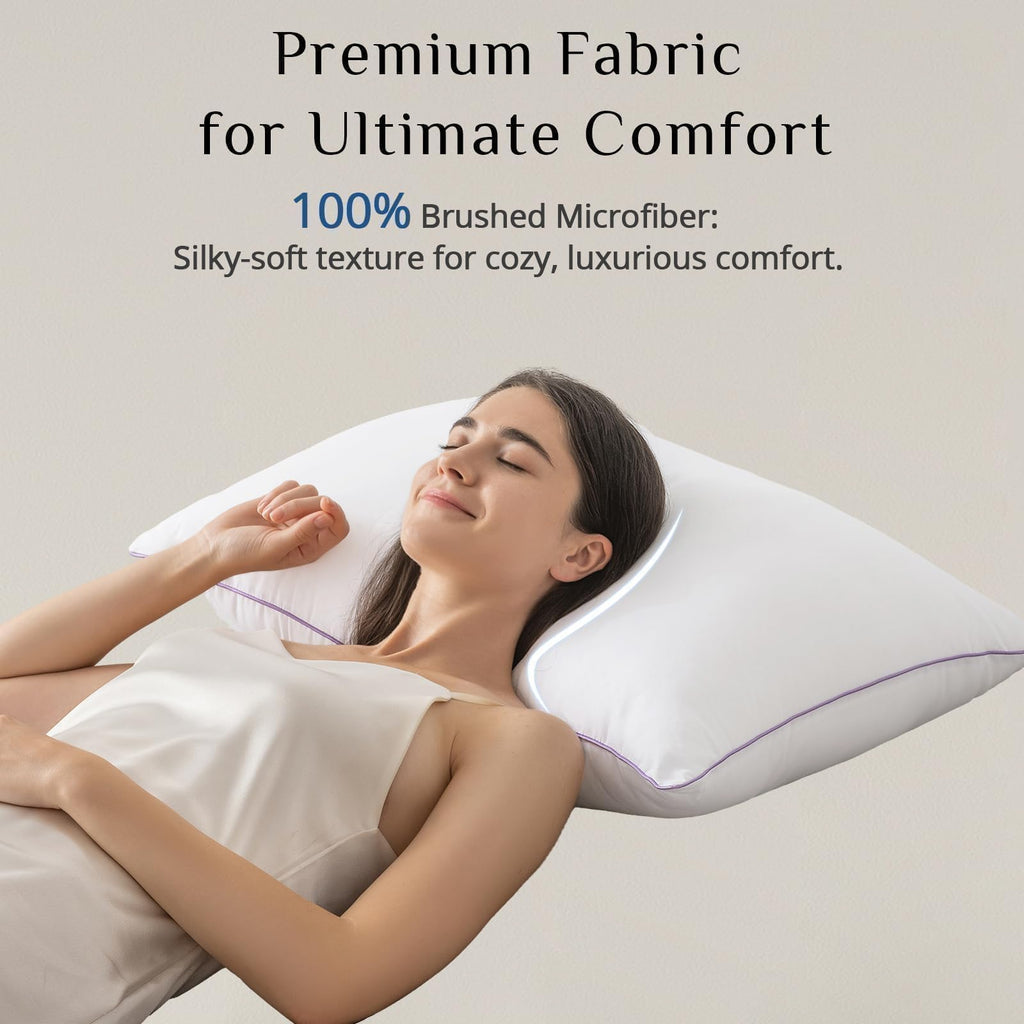 JOLLYVOGUE Firm King Size Pillows Set of 4, Cooling Supportive Bed Pillows with Oeko-Tex Certified Soft Down Alternative Fill, Luxury Hotel Quality for Back, Stomach and Side Sleepers