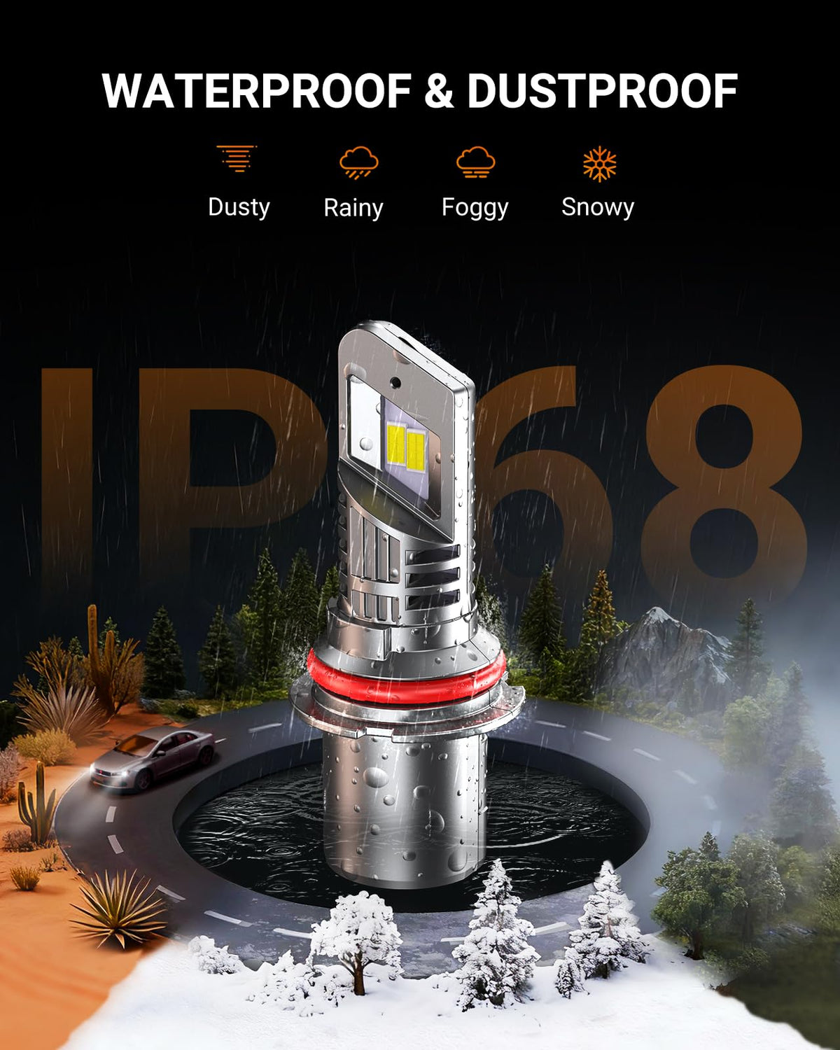 SEALIGHT 9005 H11 LED Bulbs Combo, 100000LM 10X Super Bright 6500K White, HB3 H8/H9/H16 Fog, 1:1 Real Size Plug-N-Play Pack of 4