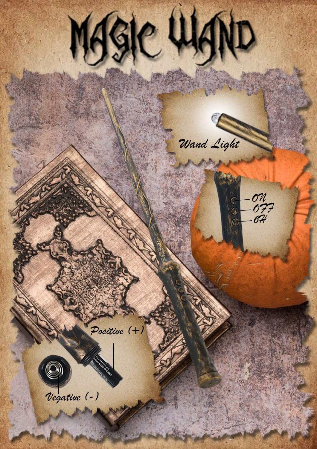GenSwin 10.8" Flameless Floating Candles Wand Halloween Decorations