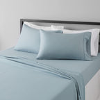 Amazon Basics Lightweight Super Soft Breathable Wrinkle-Resistant Microfiber 4-Piece Bed Sheet Set with 14-Inch Deep Pockets, Queen, Bright White, Solid
