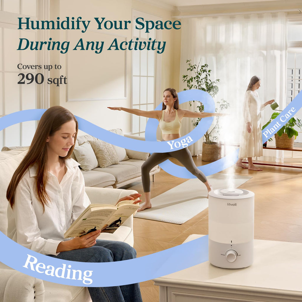 Levoit Top Fill Humidifiers for Bedroom, 2.5L Tank for Large Room, 25dB