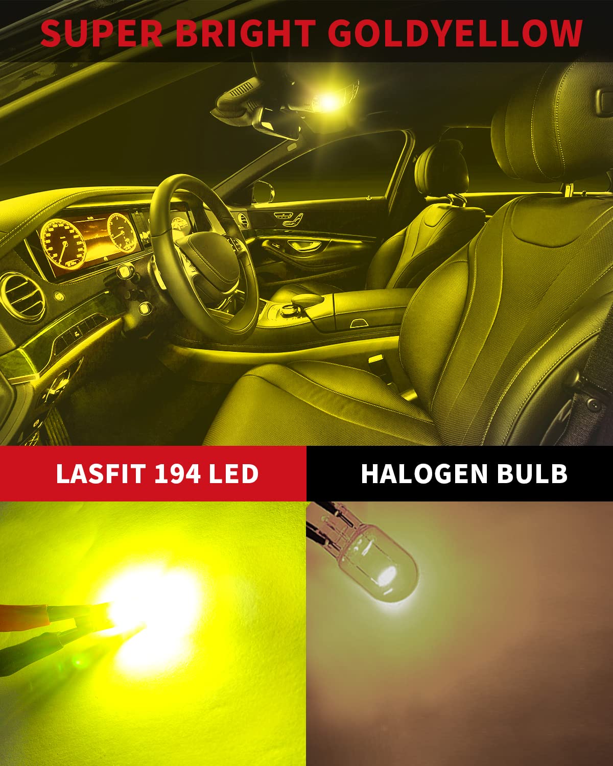 LASFIT 194 LED Bulb T10 168 192 White Bright for License Plate Bulb 2 PCS