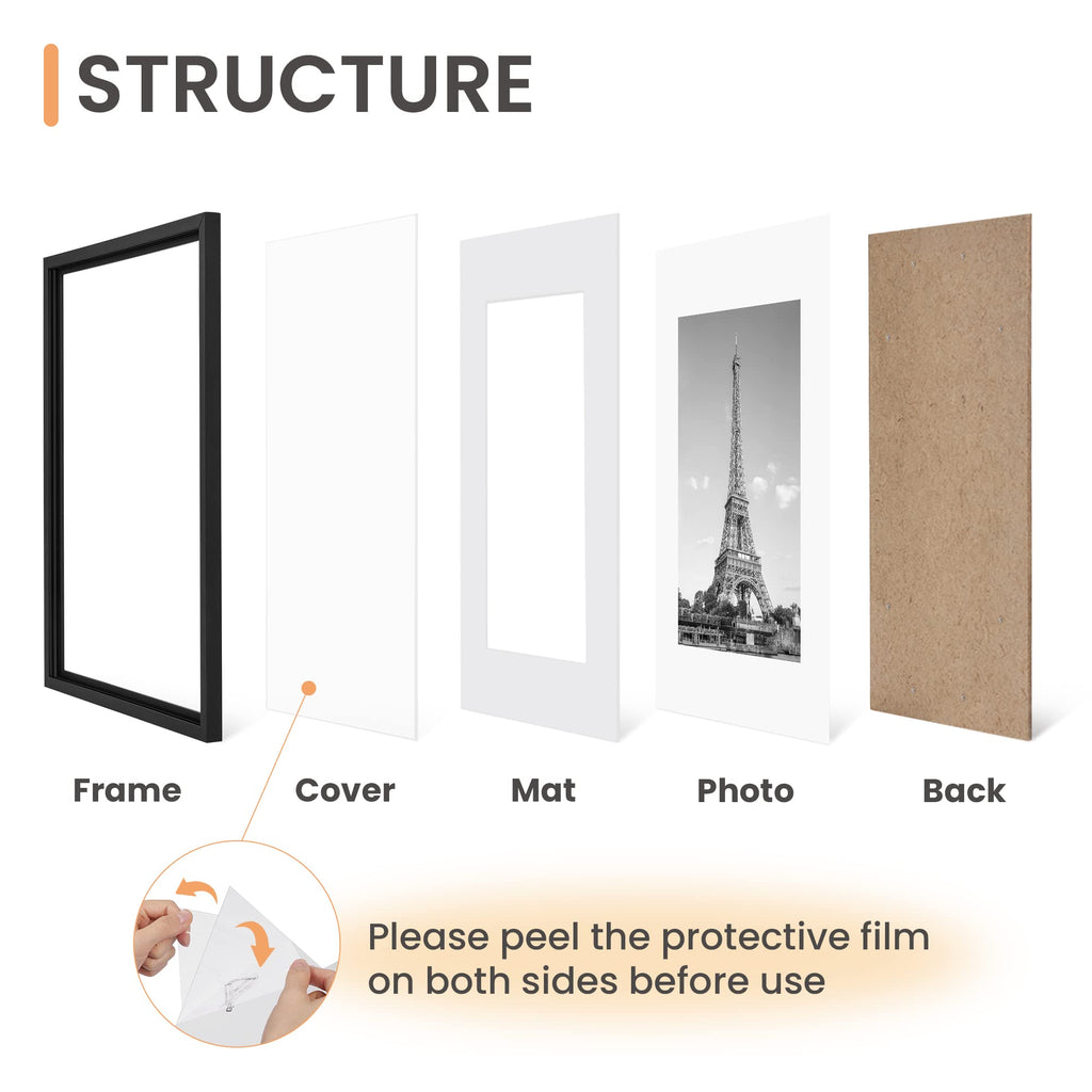 upsimples 8x10 Picture Frames, Gallery Wall Frames Set of 5, Black