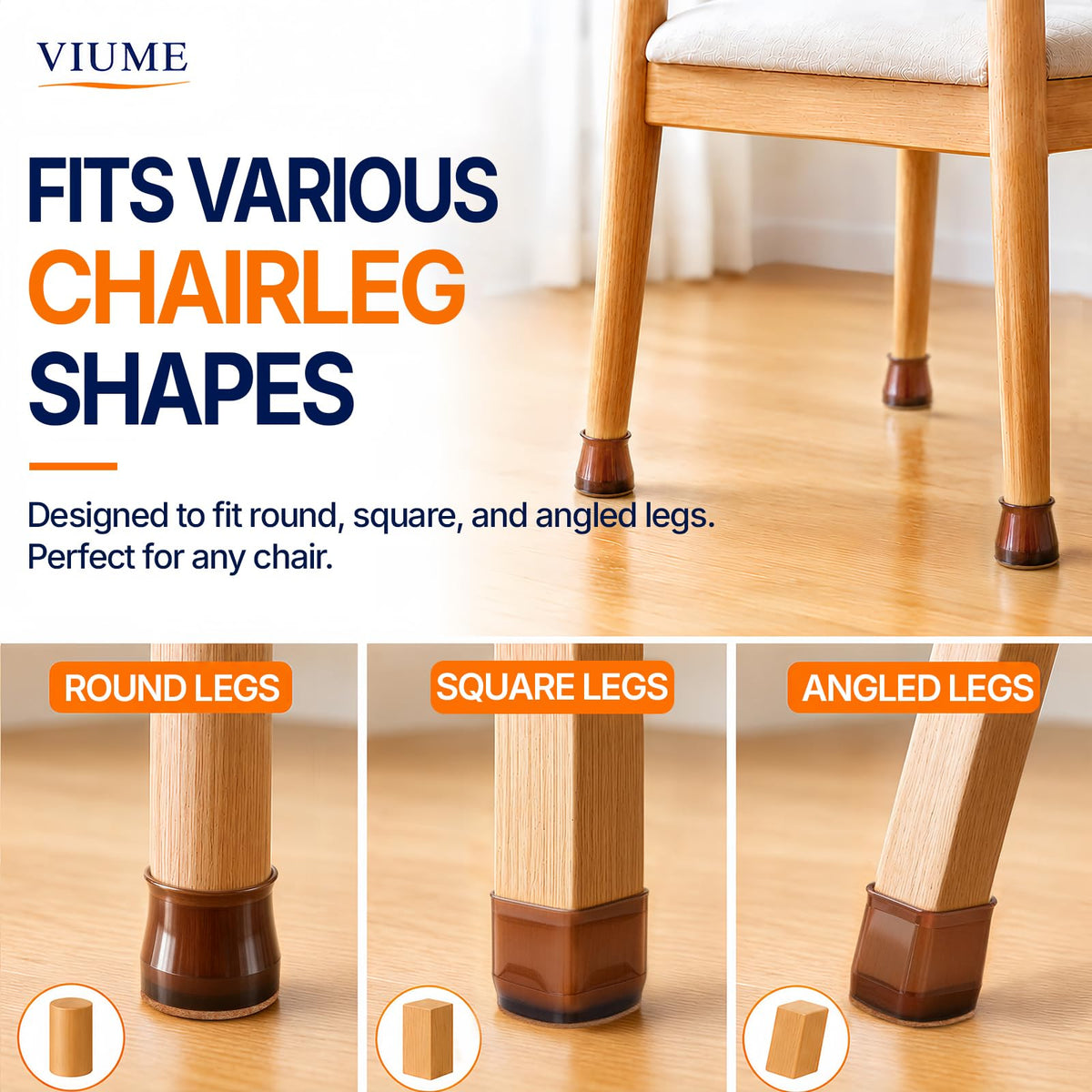 VIUME 24 Pcs Chair Leg Floor Protectors for Hardwood Floors Round
