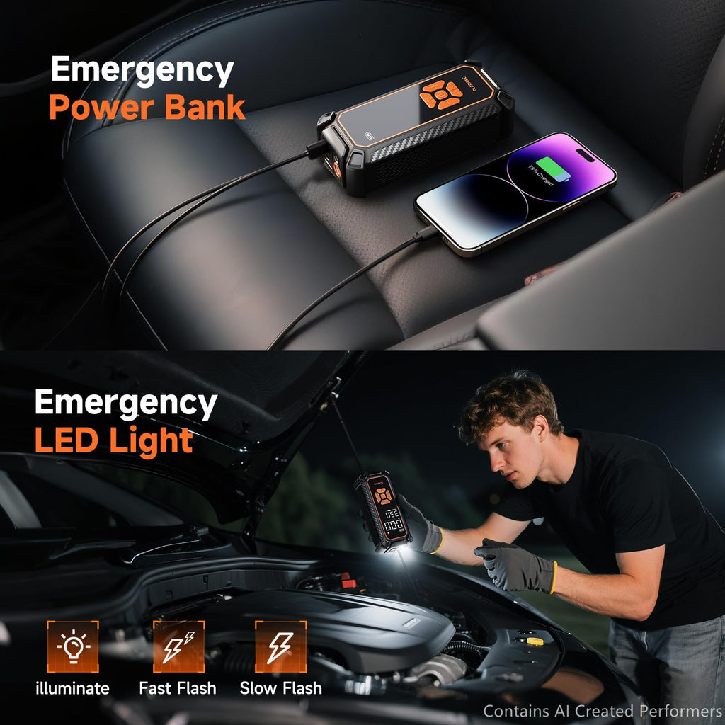OlarHike Tire Inflator Portable Air Compressor,Dual Power-3*2000mAh &12V DC