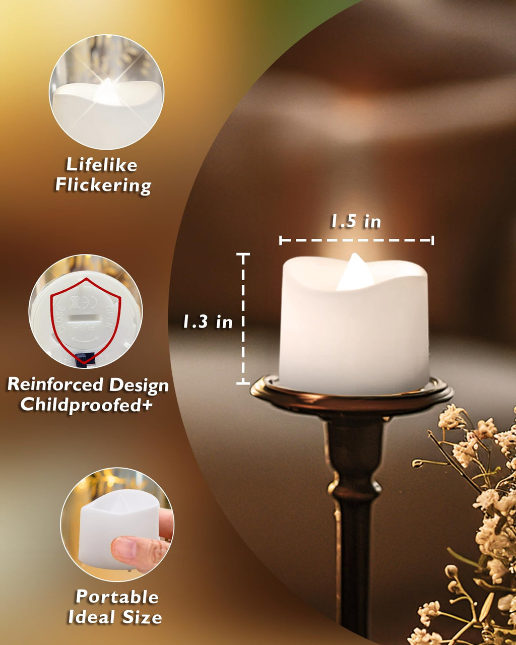 Homemory 12-Pack Battery Tea Lights with Timer Built in, Auto-On 6H Daily