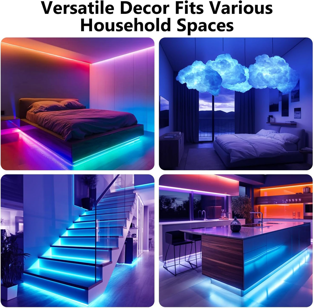 DAYBETTER LED Strip Lights 110ft RGB Music Sync Smart App Control 1 Roll