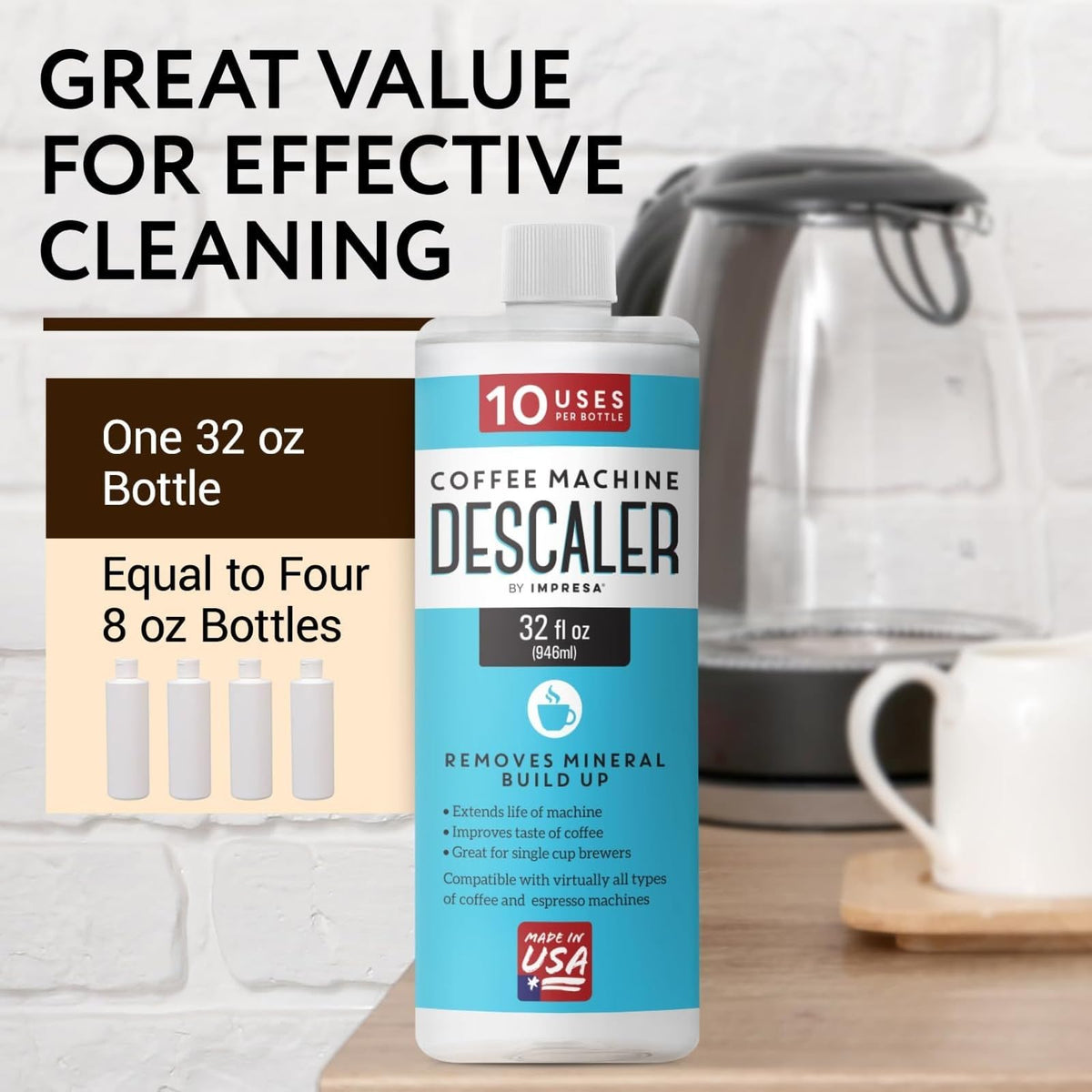 IMPRESA Coffee Machine Descaler, 2-Pack (1-Year Supply) Universal Descaling