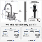 Matte Black Bathroom Faucet, Hurran 4 inch Centerset 2-Handle Lead-Free