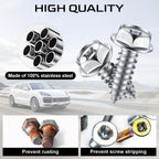 LivTee Rustproof License Plate Screws for Securing License Plates Frames and Covers on Cars and Trucks, 4 Sets Premium Stainless Steel Self Tapping Mounting Bolts (Black Zinc Plated)