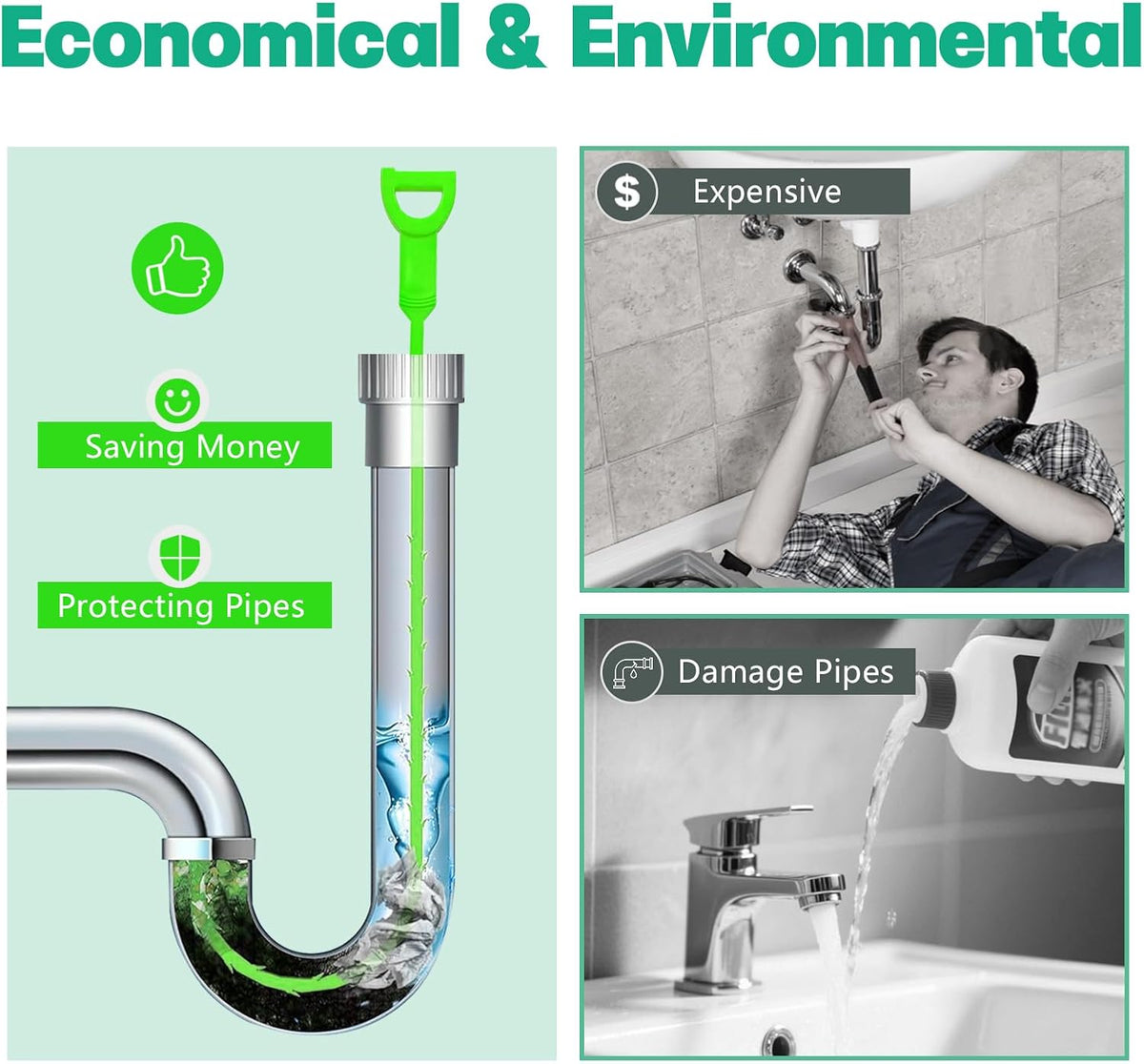 Drain Snake Hair Drain Clog Remover - 3 Pack Shower Sink Unclogger Tool