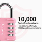 Puroma 2 Pack Combination Lock Locker 4 Digits Combo Padlock Gym Black