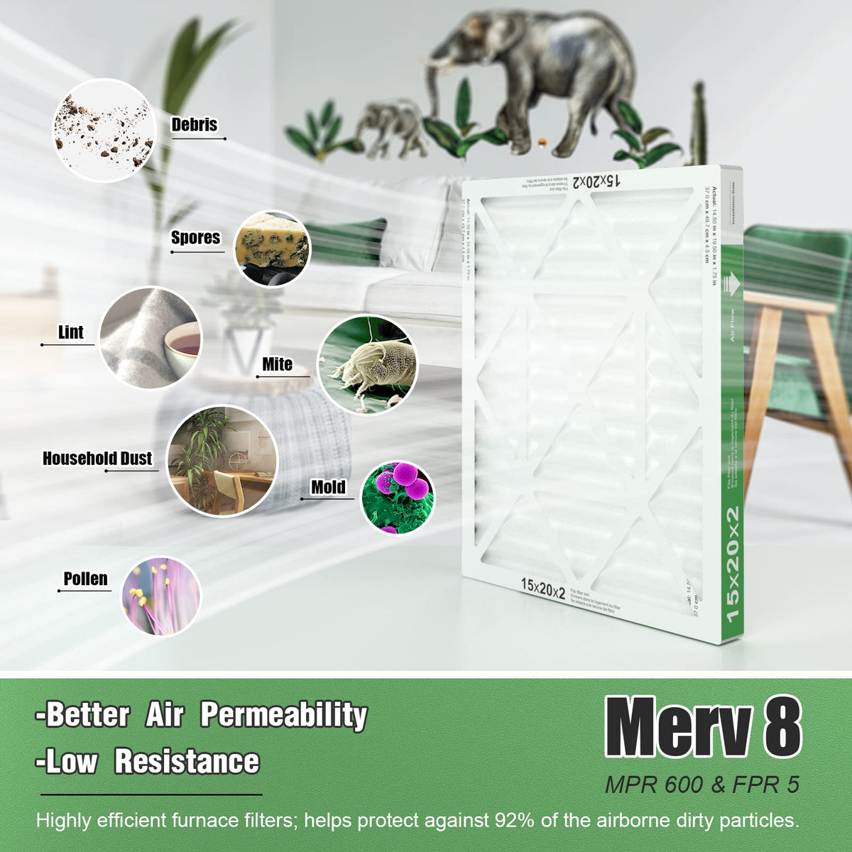 TRIGHTFILTERS 14x20x1 Air Filter 4 Pack, MERV 8 Filter Replacement