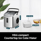 EUHOMY Smart Nugget Ice Maker Countertop, Pebble Ice Maker Machine with APP/Alexa Control, 40lbs/24H, Ready in 7 Mins, Self-Cleaning, Portable Sonic Ice Makers with Hanging Ice Scoop for Home/Office